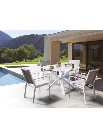 Beliani 5-tlg Gartentisch Set MALETTO/BUSSETO in Weiß/Grau/Transparent