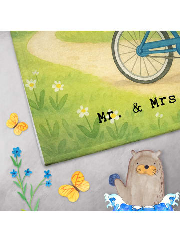 Mr. & Mrs. Panda Handtuch Fuchs Fahrrad fahren Design mit Spruch in Weiß