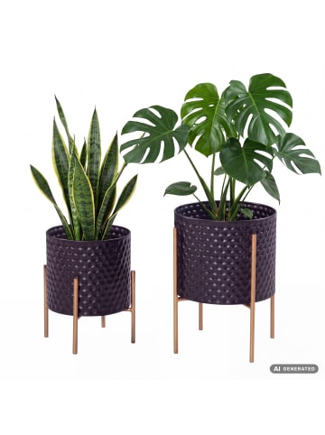 FineBuy Vase in Schwarz / Metall / 30x30x44