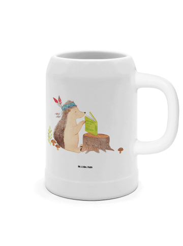 Mr. & Mrs. Panda Bierkrug Igel Federschmuck ohne Spruch in Weiß
