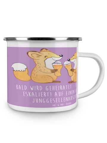 Mr. & Mrs. Panda Camping Emaille Tasse Junggesellenabschied Eska... in Lavendeltraum