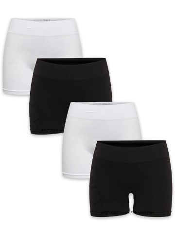 ONLY Elastische Mini Leggins Shorts 4-er Pack Hotpants in Schwarz-Weiß