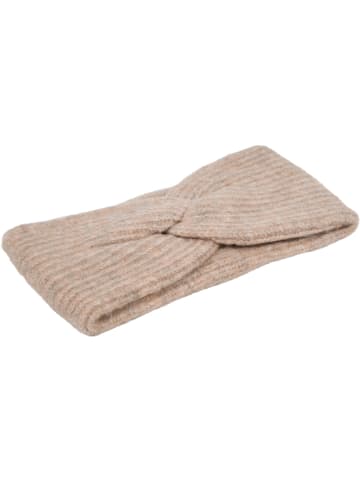 styleBREAKER Strick Stirnband mit Perlrippen Muster und Knoten in Braun meliert