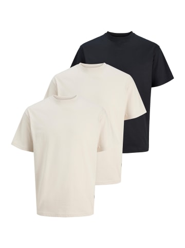 Jack & Jones T-Shirt Cotton Relaxed in Creme / schwarz