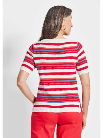 GOLDNER Strickpullover Streifenpullover mit U-Boot-Ausschnitt in rot / weiß / gemustert