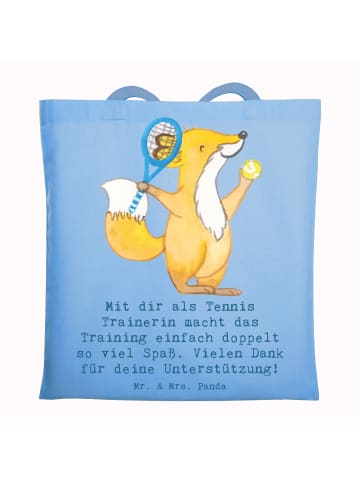 Mr. & Mrs. Panda Shopping Tasche Tennis Trainerin Spaß mit Spruch in Sky Blue