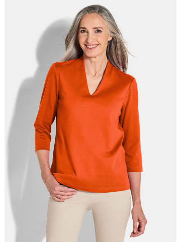 GOLDNER Elegantes Basic-Shirt mit V-Ausschnitt in terrakotta