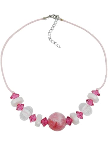 Gallay Kette Perle rosa-marmoriert, kristal 45 cm lang in rosa