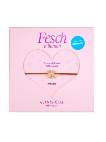 Glanzstücke München Oktoberfest Armband Herz-Breze aus Edelstahl in gelbgold