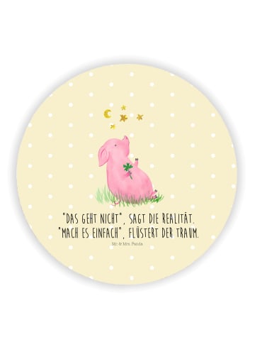 Mr. & Mrs. Panda Magnet für Kühlschrank Schwein Glück mit Spruch in Gelb Pastell