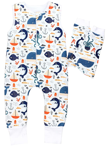 TupTam Babyschlafsäcke mit Beinen und Ärmel in blau/weiß