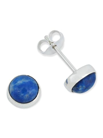 mantraroma 925er Silber - Ohrstecker (L) 6 x (B) 6 mm mit Lapis Lazuli