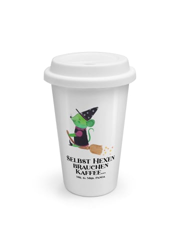 Mr. & Mrs. Panda Thermobecher Halloween-Hexen Kaffee mit Spruch in Weiß