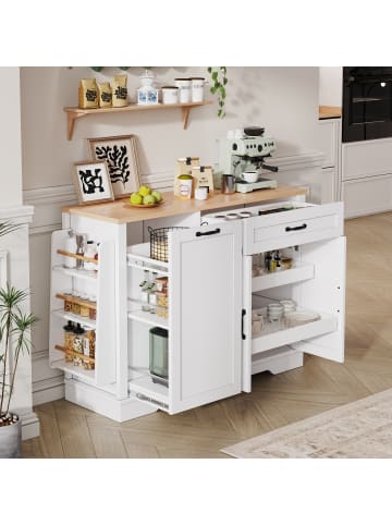 ABRIHOME Sideboard in Weiß mit 3 Türen und 1 Schublade ausziehbaren Regalen