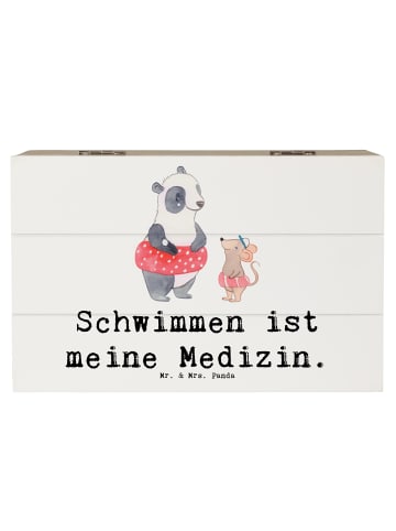 Mr. & Mrs. Panda Holzkiste mit Deckel Otter Schwimmen mit Spruch in Weiß