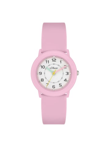 s.Oliver Armbanduhr mit Glitzerdetails in rosa