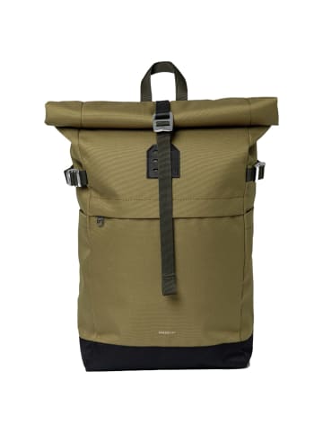 SANDQVIST Icon Rolltop - Rucksack M 14" 60 cm (cabernet) in olive drab with black leather
