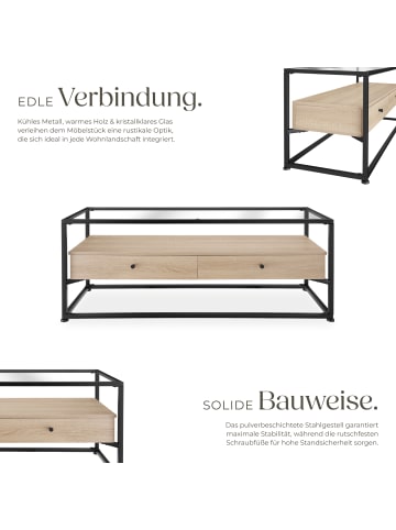 tectake Schlafzimmertisch, 121,5 x 41,5 x 50,5 cm, Platte aus Sicherheitsglas