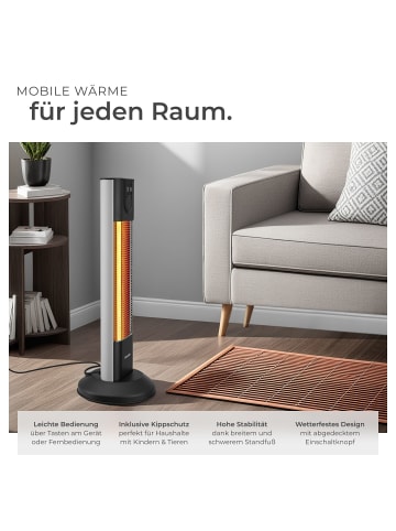 tectake Terrassenheizstrahler, 29 x 29 x 76,5 cm, LED-Anzeige und Kippschutz