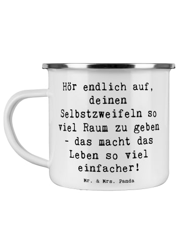 Mr. & Mrs. Panda Tasse Emaille Spruch Zweifel an sich selbst mit... in Weiß