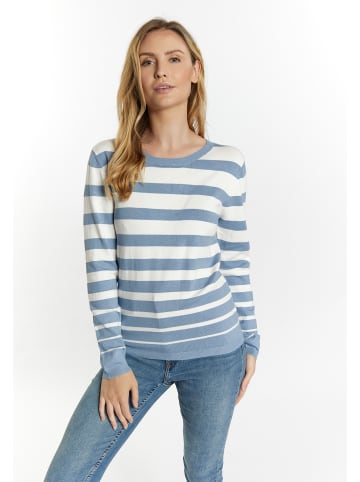 usha BLUE LABEL Damen Strickpullover in Denimblau  Wollweiss