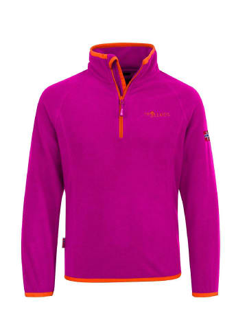 Trollkids Fleece-Pullover "Nordland" in Dunkelrosa / Orange