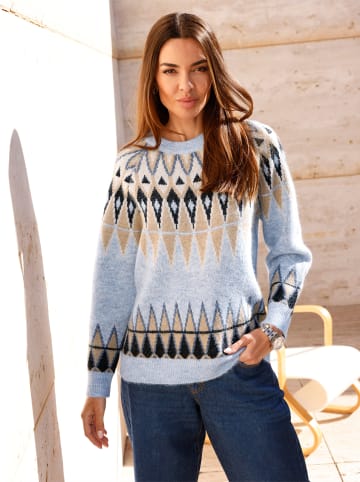 Heine Pullover in bleu-camel-gemustert