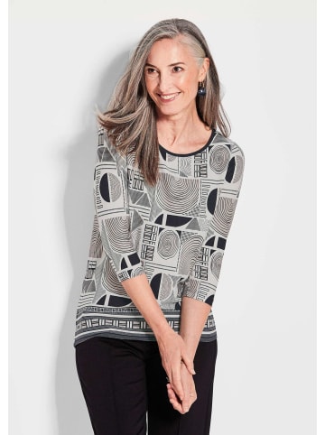 GOLDNER Kurzgröße:  Druckshirt Elegantes Oberteil mit Allover-Muster in schwarz / cremeweiß / gemustert