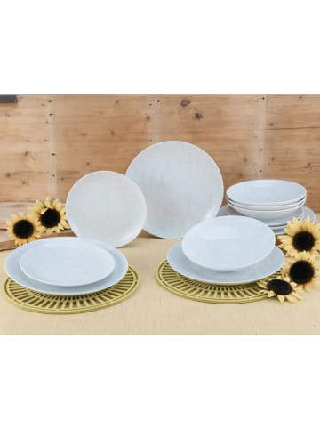 CreaTable Serie Blätter - Serie Home , Geschirrset, Teller Set 12 teilig in Weiß