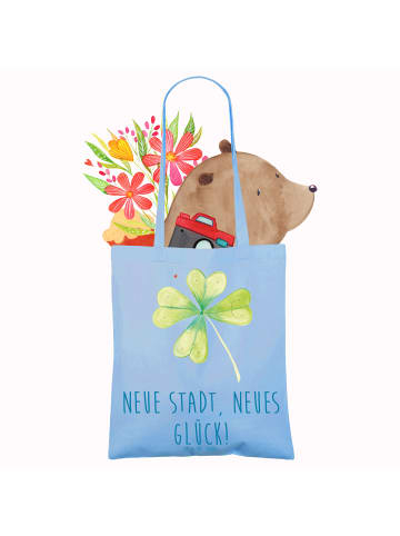 Mr. & Mrs. Panda Henkeltasche Umzug neue Stadt mit Spruch in Sky Blue