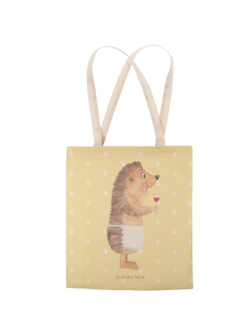 Mr. & Mrs. Panda Shopping Bag Igel Wein ohne Spruch in Gelb Pastell