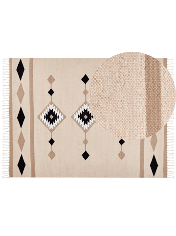 Beliani Kelim BERDIK in Bunt/Beige/Schwarz - (W) 160 x (L) 230 cm