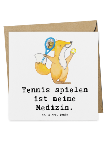 Mr. & Mrs. Panda Deluxe Karte Fuchs Tennis spielen mit Spruch in Weiß