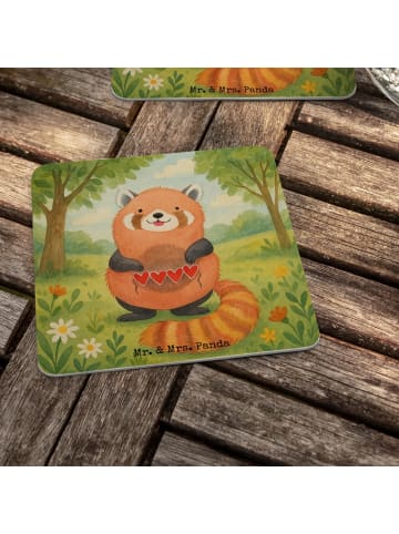 Mr. & Mrs. Panda Bierdeckel Roter Panda Design ohne Spruch in Weiß