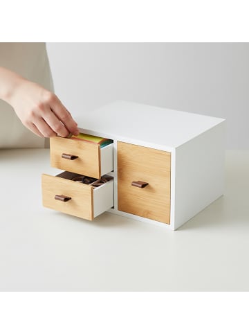 relaxdays Schubladenbox in Weiß/Natur - (B)25 x (H)15 x (T)20 cm