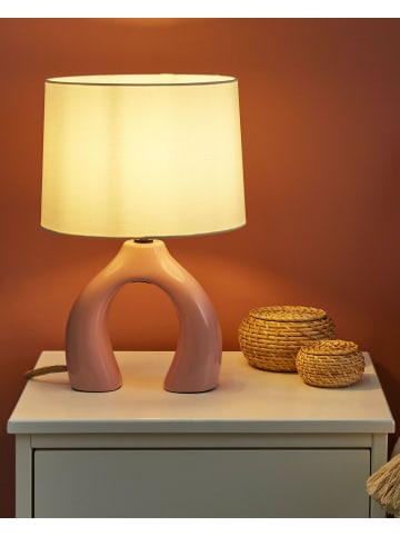 Beliani Tischleuchten ABBIE in Rosa/Weiß - (W) 28 x (H) 43 x (L) 28 cm