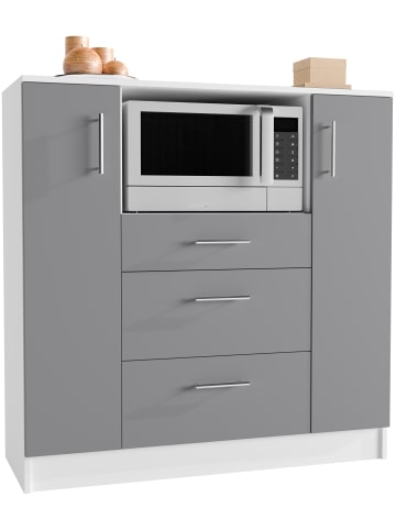 VCM  Küchenschrank Kommode Buffet Mikrowelle Esilo in Weiß / Anthrazit