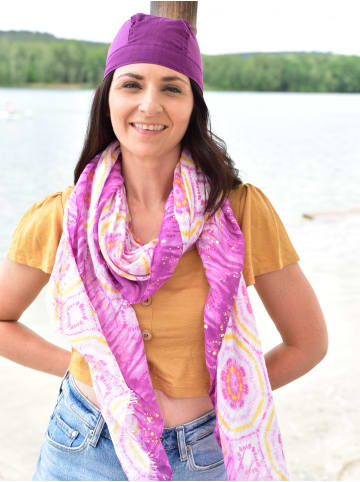 styleBREAKER Schal mit Batik Muster in Violett-Gelb