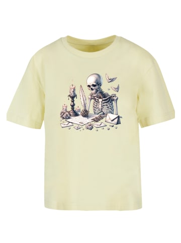 F4NT4STIC Tee Skelett Liebesbrief Valentinstag in softyellow