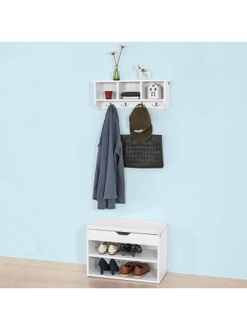 SoBuy Wandgarderobe in Weiß - (B)60 x (H)23 x (T)15cm