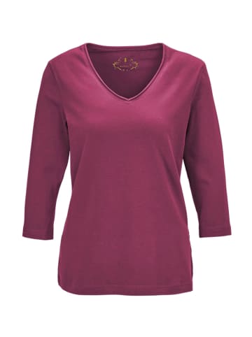 GOLDNER Shirt Shirt mit V-Ausschnitt in sangria