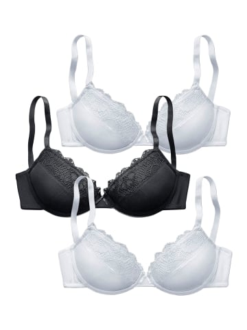 PETITE FLEUR Push-up-BH in 2xweiß+1xschwarz