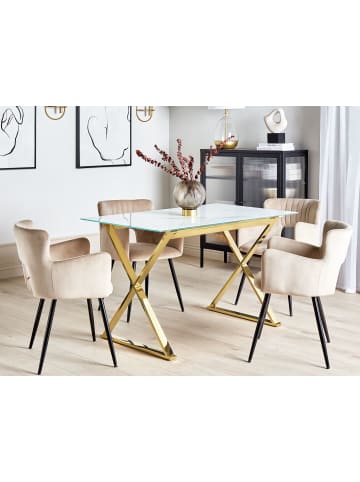 Beliani Esszimmertisch ATTICA in Weiß/Gold - (W) 70 x (H) 75 x (L) 120 cm