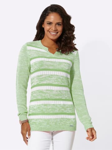 WITT WEIDEN Pullover in reseda-weiß-gemustert