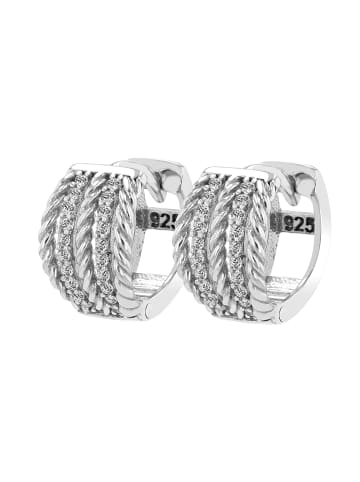 Adeliás Damen Ohrringe – Klappcreole aus 925 Silber mit Zirkonia in silber