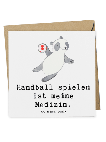 Mr. & Mrs. Panda Deluxe Karte Panda Handball spielen mit Spruch in Weiß