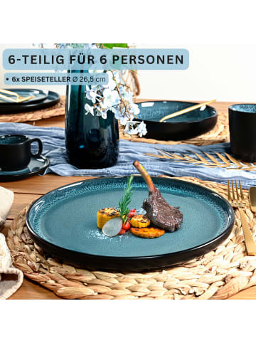 Sänger 6-tlg. Speiseteller Set Vigo in Blau aus Steingut