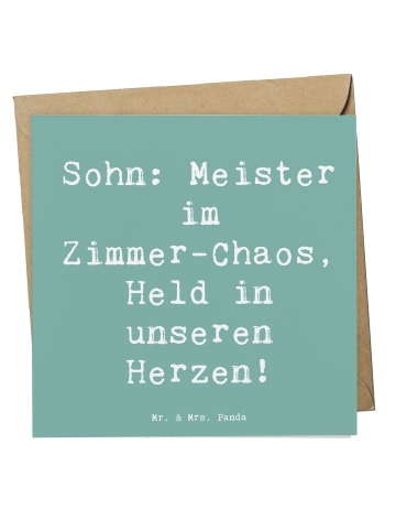 Mr. & Mrs. Panda Glückwunschkarte Spruch Sohn Chaosheld mit Spruch in Meeresbrise