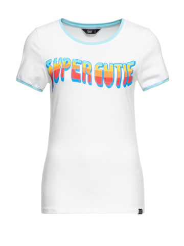 Queen Kerosin Queen Kerosin Vintage Ringer T-Shirt Super Cutie in offwhite