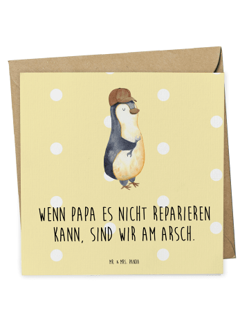 Mr. & Mrs. Panda Einladungskarte Wenn Papa es nicht reparieren k... in Gelb Pastell